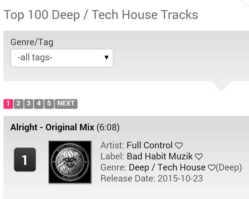 full control number 1 deep house charts